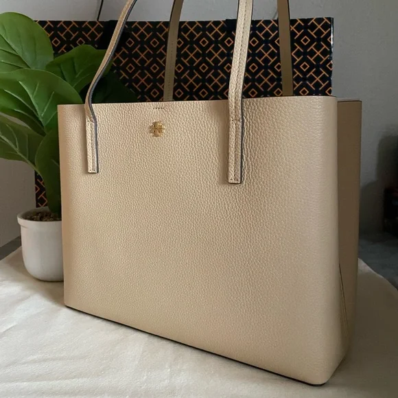 New, tory burch Blake center zip tote bag soft serve/bay gray - Picture 1 of 14